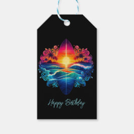Etiquetas Para Regalos Curvas de Surfboard de Sunset