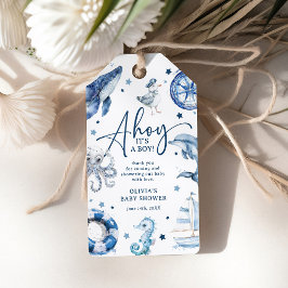 Etiquetas Para Regalos Cuta acuarela Niño Náutico Favor Baby Shower