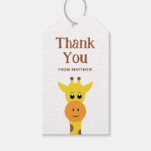 Cuta jirafa. Safari Zoo animal cumpleaños gracias