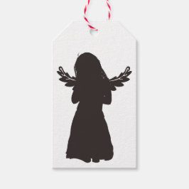 Etiquetas Para Regalos Cute Angel Silhouette (elige un color de fondo)