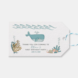 Etiquetas Para Regalos Cute azul acuarela Ocean Baby Boy 1.ᵉʳ Gracias
