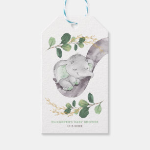 Etiquetas Para Regalos Cute Baby Elephant Greenery Gold Garden Ducha