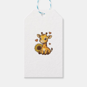 Etiquetas Para Regalos Cute Baby Giraffe Sunflower Vintage Engraving Tee_