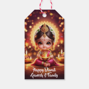 Etiquetas Para Regalos Cute baby Goddess Lakshmi Diwali Gift Tag