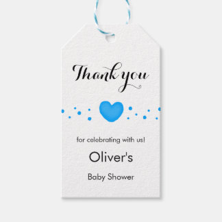 Etiquetas Para Regalos Cute Blue Heart Thank You Baby Shower Gift Tags