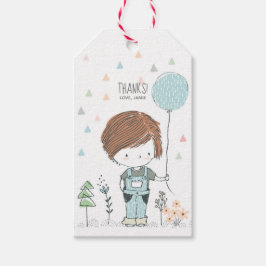 Etiquetas Para Regalos Cute Boy Toddler pelo rojo Cumpleaños Gracias etiq