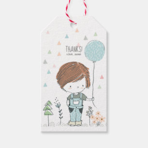 Etiquetas Para Regalos Cute Boy Toddler pelo rojo Cumpleaños Gracias etiq