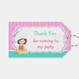 Etiquetas Para Regalos Cute Brunette Chica Baking Birthday Party