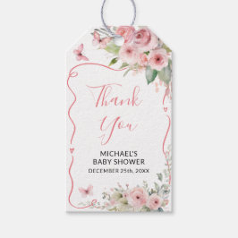 Etiquetas Para Regalos Cute Bunny Baby Shower Girl Pink Floral