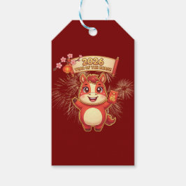 Etiquetas Para Regalos Cute Caballo Rojo 2026 Año Del Caballo