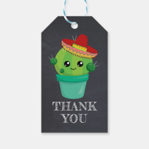 Etiquetas Para Regalos Cute Cactus en un Sombrero en un Cargador Gracias