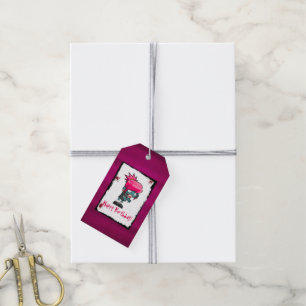 Etiquetas Para Regalos Cute Chica zombi Ilustracion Feliz cumpleaños