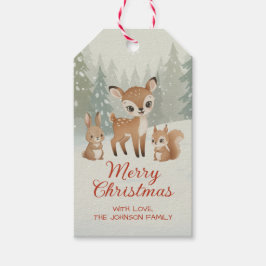 Etiquetas Para Regalos Cute Deer and Woodland Animals Merry Christmas