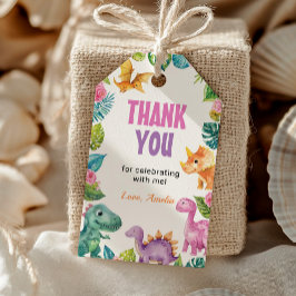 Etiquetas Para Regalos Cute Dinosaurio Chica Fiesta de Cumpleaños Gracias