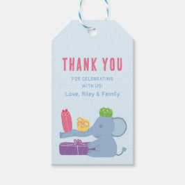 Etiquetas Para Regalos Cute Elephant Holding Gifts Vertical Favor Tags
