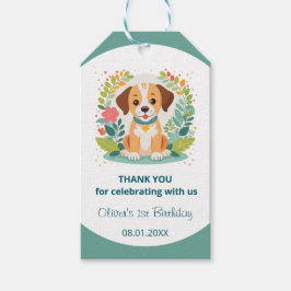 Etiquetas Para Regalos  Cute Floral Dog Puppy Kids Birthday Party