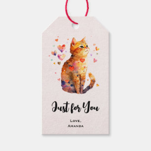 Etiquetas Para Regalos Cute gato tabby con corazones solo para ti