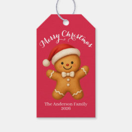 Etiquetas Para Regalos Cute Gingerbread Man with Santa Hat - 