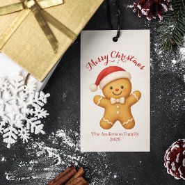 Etiquetas Para Regalos Cute Gingerbread Man with Santa Hat - 