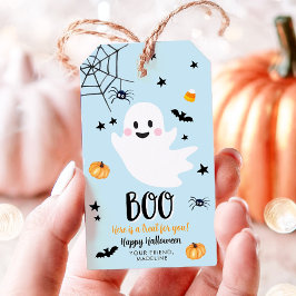 Etiquetas Para Regalos Cute Halloween Ghost Spooktacular Azul Cumpleaños