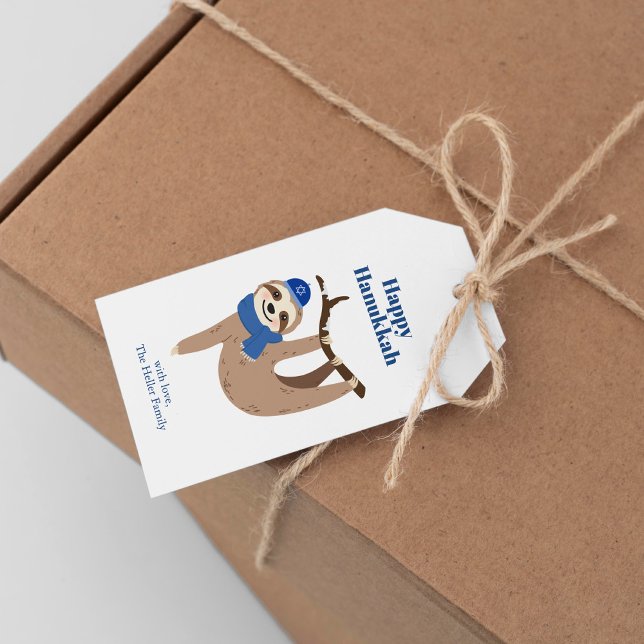 Etiquetas Para Regalos Cute Hanukkah Sloth (Subido por el creador)