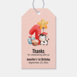 Etiquetas Para Regalos Cute Happy Cow First Birthday Gracias