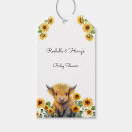 Etiquetas Para Regalos Cute Highland Cow Calf Sunflowers Baby Shower