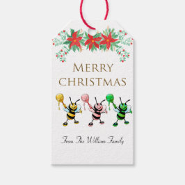 Etiquetas Para Regalos Cute Honey Bee Gold Merry Christmas Gift Tag
