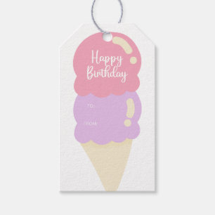 Etiquetas Para Regalos Cute Ice Cream Cone Feliz Cumpleaños