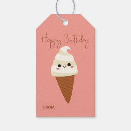 Etiquetas Para Regalos Cute Ice Cream Cone Minimal Cumpleaños Feliz