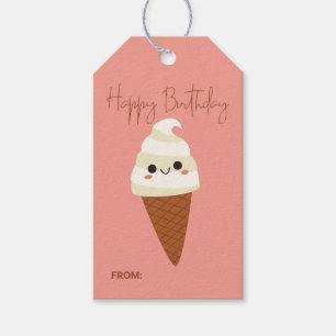 Etiquetas Para Regalos Cute Ice Cream Cone Minimal Cumpleaños Feliz