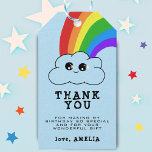 Etiquetas Para Regalos Cute Kawaii Cloud Rainbow Kid's Birthday Gracias<br><div class="desc">Cute Kawaii Cloud Rainbow Kid's Birthday Gracias etiqueta. Fondo azul. Agrega tu nombre y texto y haz una linda etiqueta de agradecimiento para la fiesta de cumpleaños de los niños.</div>