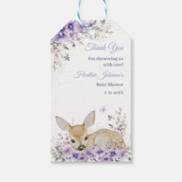 Etiquetas Para Regalos Cute Lavender Purple Floral Deer Baby Shower