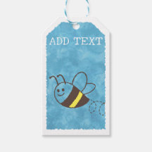 Cute Little Bee Flying Blue Watercolor Baby Shower