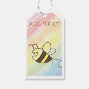 Etiquetas Para Regalos Cute Little Bee Flying Watercolor Baby Shower