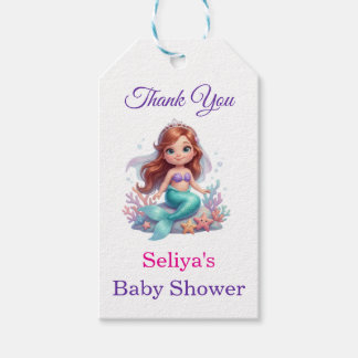Etiquetas Para Regalos Cute Little Mermaid Baby Shower Thank You Gift Tag