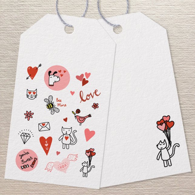Etiquetas Para Regalos Cute Love Personalizado (Cute love themed gift tag, perfect for birthdays, anniversaries and Valentine's Day gifts.)
