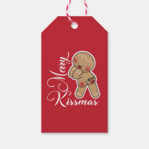 Etiquetas Para Regalos Cute Merry Kissmas Gingerbread hombre