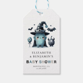 Etiquetas Para Regalos Cute Monster Fall Halloween Blue Coed Baby Shower