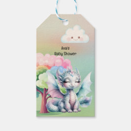 Etiquetas Para Regalos Cute Pastel Dragon Baby Shower Gracias