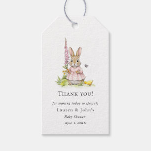 Etiquetas Para Regalos Cute Pink Bunny Girl Baby Shower gracias 
