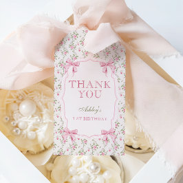 Etiquetas Para Regalos Cute Pink Coquette Bow 1º cumpleaños