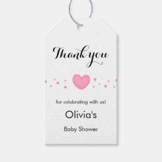 Etiquetas Para Regalos Cute Pink Heart Thank You Baby Shower Gift Tags