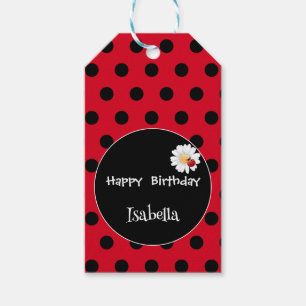 Etiquetas Para Regalos Cute Polka dot Ladybug Daisy Flower Birday Party