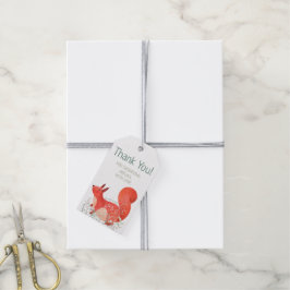 Etiquetas Para Regalos Cute Red Squirrel Wildflower Gender Baby Shower