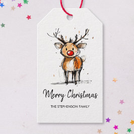 Etiquetas Para Regalos Cute Rudolph Reindeer Merry Christmas