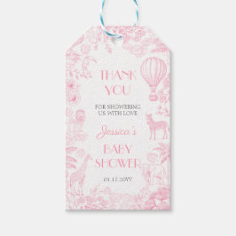 Etiquetas Para Regalos Cute Safari Rosa de Jouy Blue Baby Shower