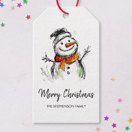 Etiquetas Para Regalos Cute Snowman Hand Drawn Sketch Merry Christmas