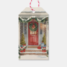 Etiquetas Para Regalos Cute Snowy Christmas Porch 