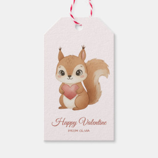 Etiquetas Para Regalos Cute Squirrel with Heart Valentine's Day